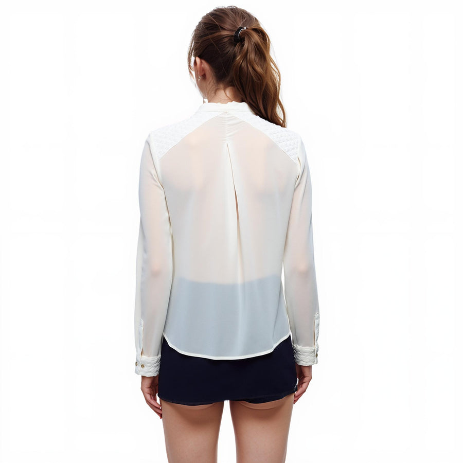 Ro & De Women's Stand Collar Button Up Blouse - shopatkonus