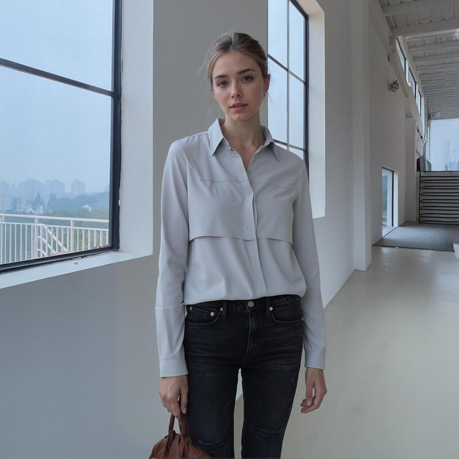 Ro & De Basic Button Down Blouse - shopatkonus
