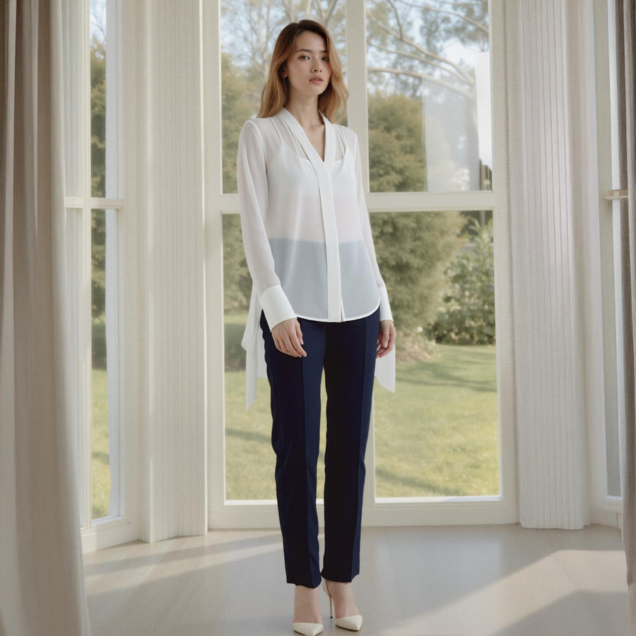 CLOSEOUT Women's Sheer Placket Hi Lo Blouse - shopatkonus