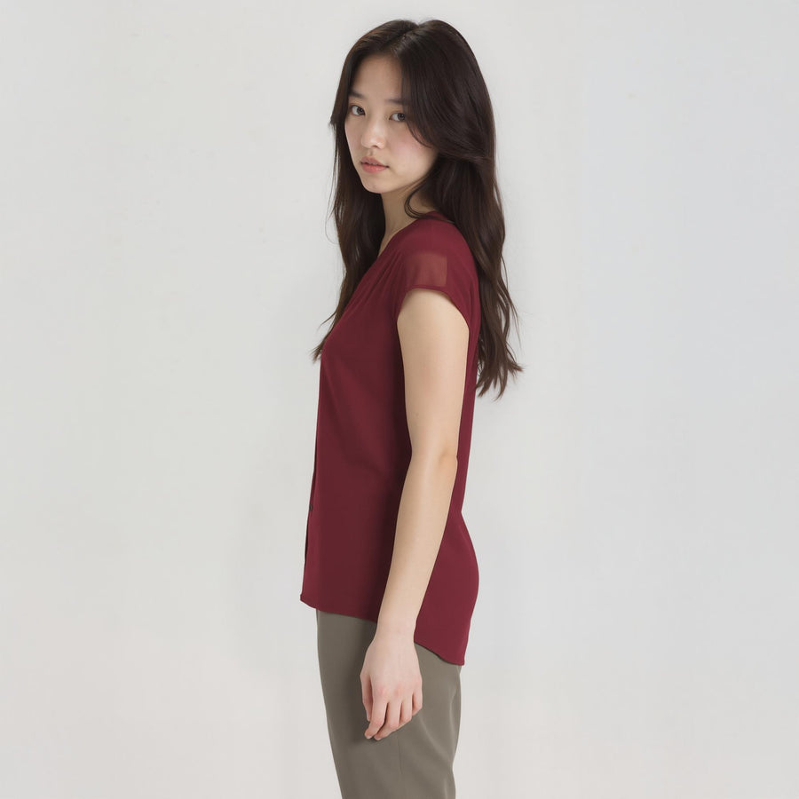 Women's Basic Sleeveless V Neck Button Top - shopatkonus