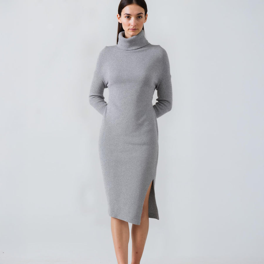 Women's Turtle Neck Midi Sweater Dress - shopatkonus