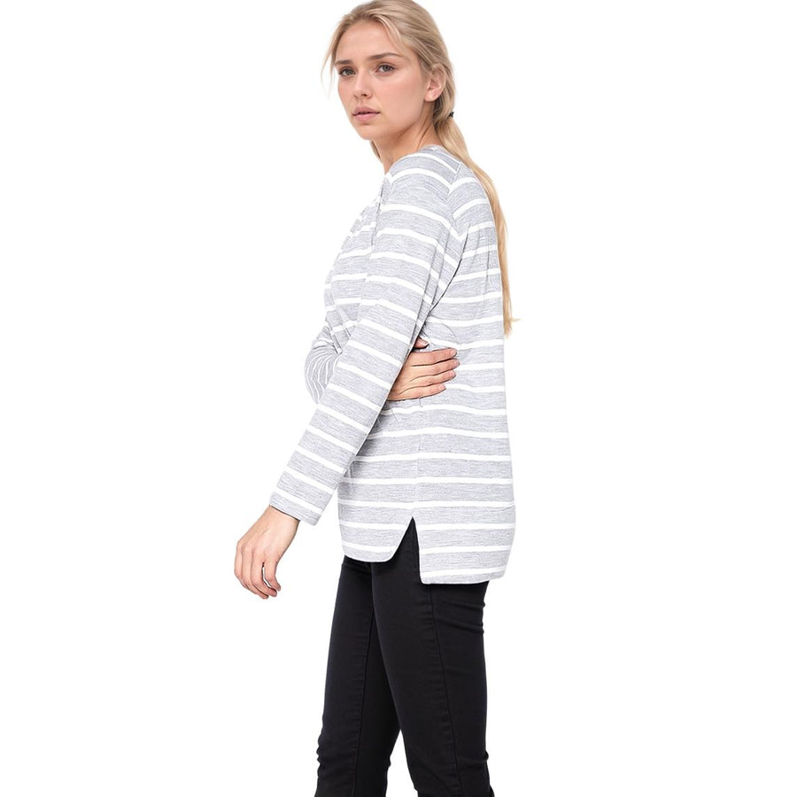 Women's Basic Crewneck Hi Lo Knit Top - shopatkonus