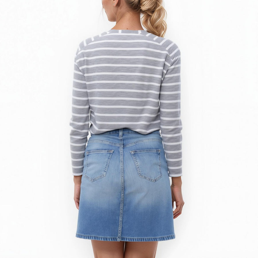 Women's Basic Crewneck Hi Lo Knit Top - shopatkonus