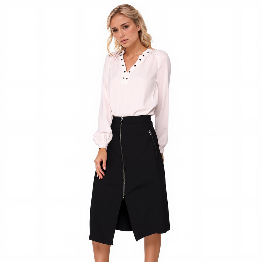 Ro & De Women's V Neck O-Ring Blouse - shopatkonus