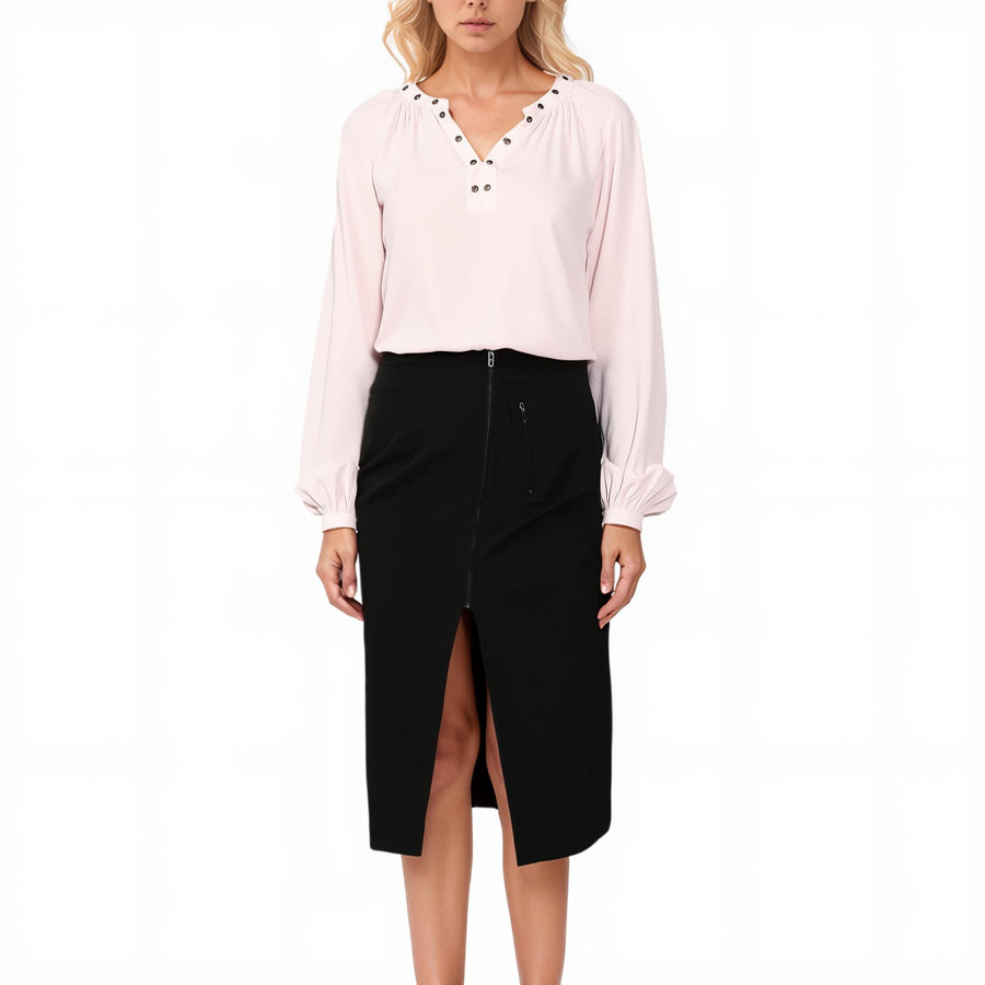 Ro & De Women's V Neck O-Ring Blouse - shopatkonus