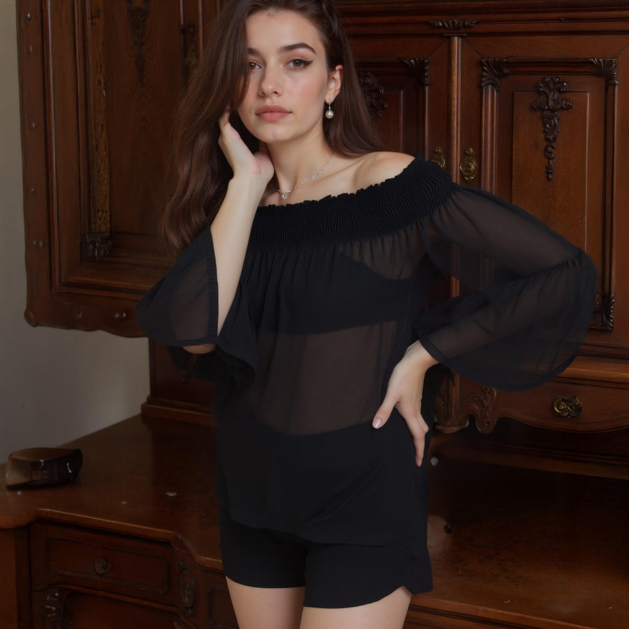 Women's Smocked Off Shoulder Top - shopatkonus