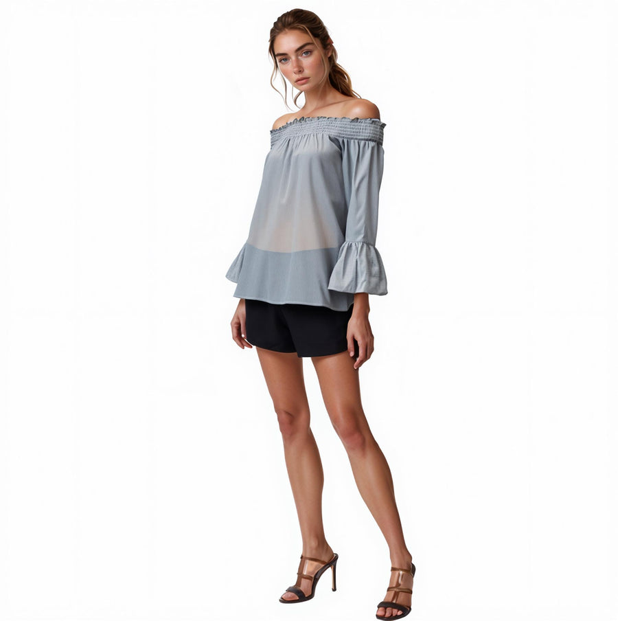 Women's Smocked Off Shoulder Top - shopatkonus