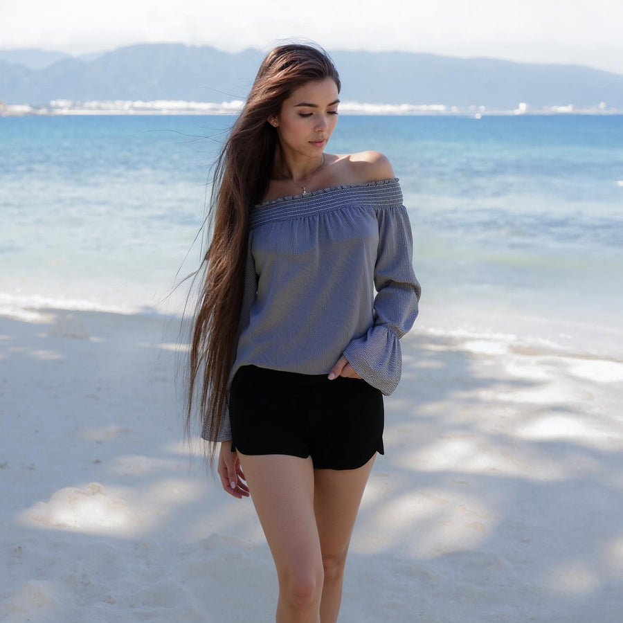 Women's Smocked Off Shoulder Top - shopatkonus