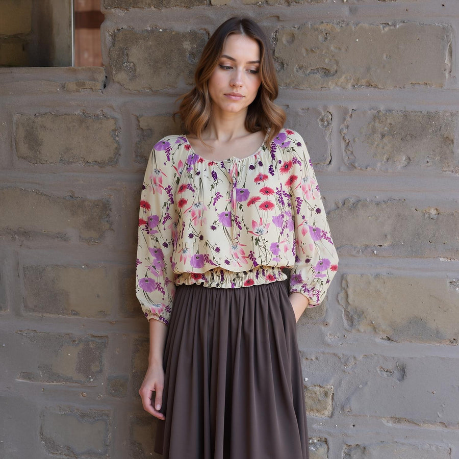 Pleione Women's Smocked Waist Tie Neck Blouse In Pink - shopatkonus