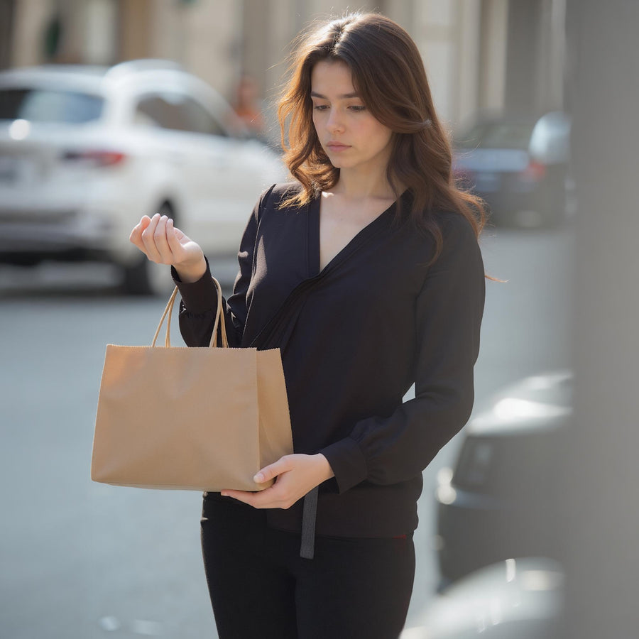 Women's V-Neck Surplice Blouse In Black - shopatkonus