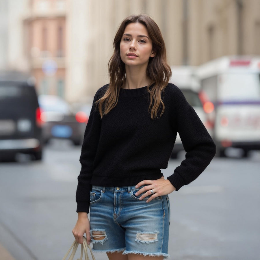 Rag Wool Knit Crew Neck Sweater - shopatkonus