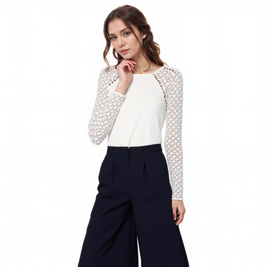 Ro & De Women's Lace Contrast Top - shopatkonus