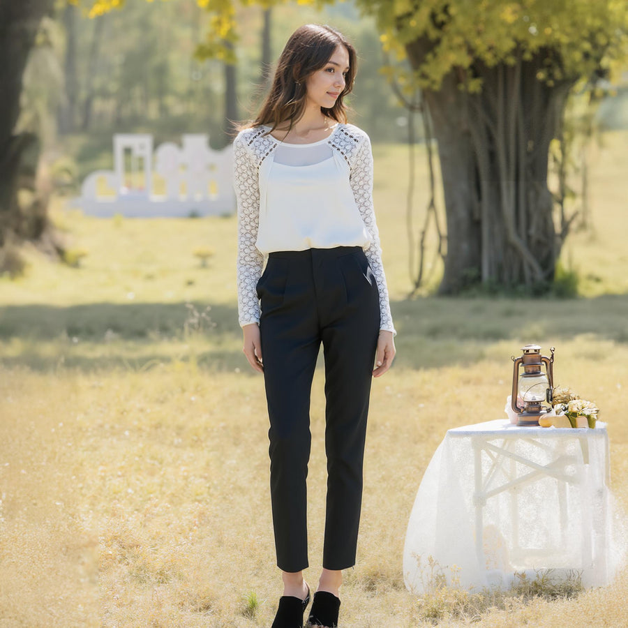 Ro & De Women's Lace Contrast Top - shopatkonus