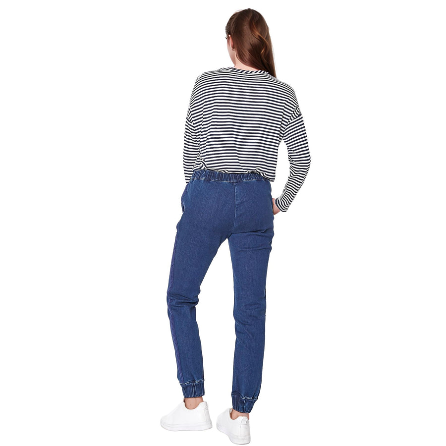 Ro & De Women's Elastic Cuffed Denim Joggers - shopatkonus