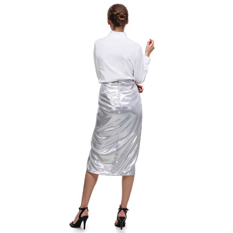 Women's Pleated V-neck Long Sleeves Blouse - shopatkonus