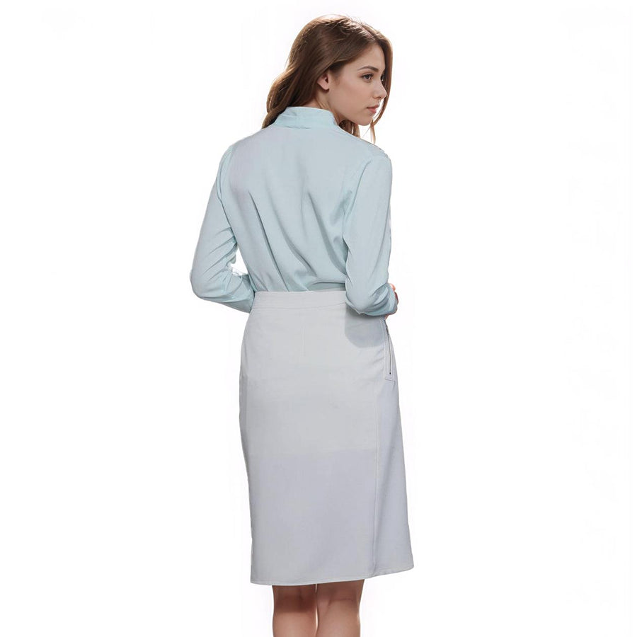 Women's Pleated V-neck Long Sleeves Blouse - shopatkonus