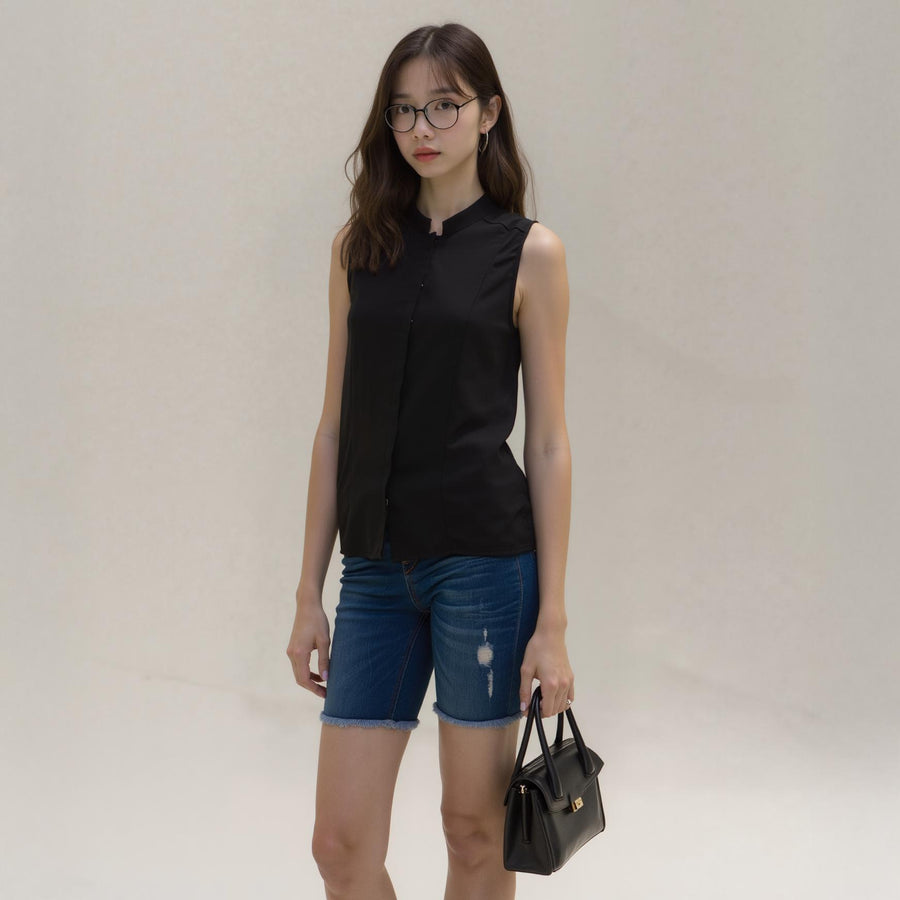 Women's Stand Collar Sleeveless Blouse - shopatkonus