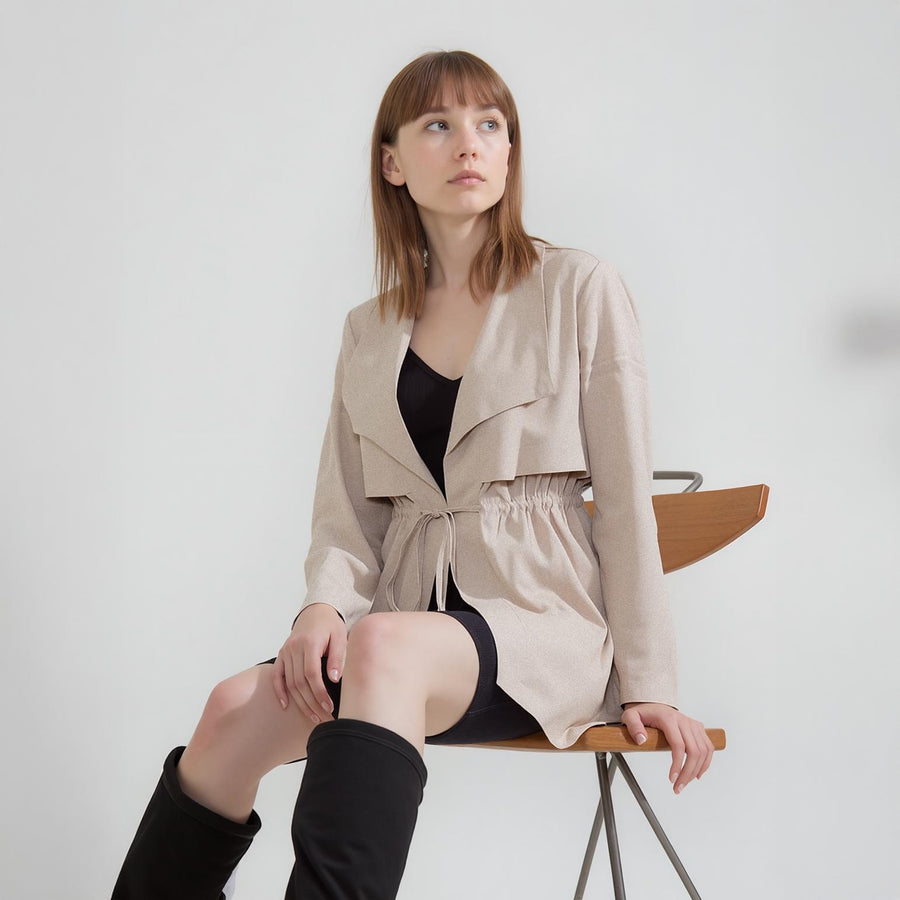 Ro & De Noir Open Front Jacket In Taupe - shopatkonus