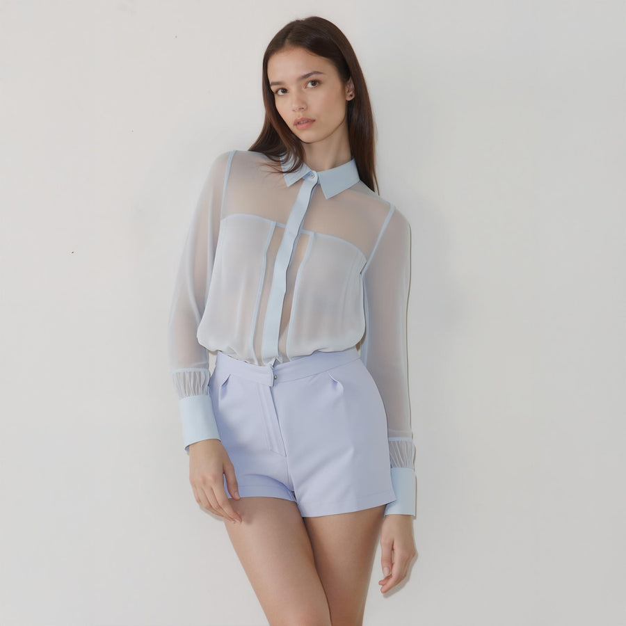 Women's Pleated Button Up Romper In Slate - shopatkonus