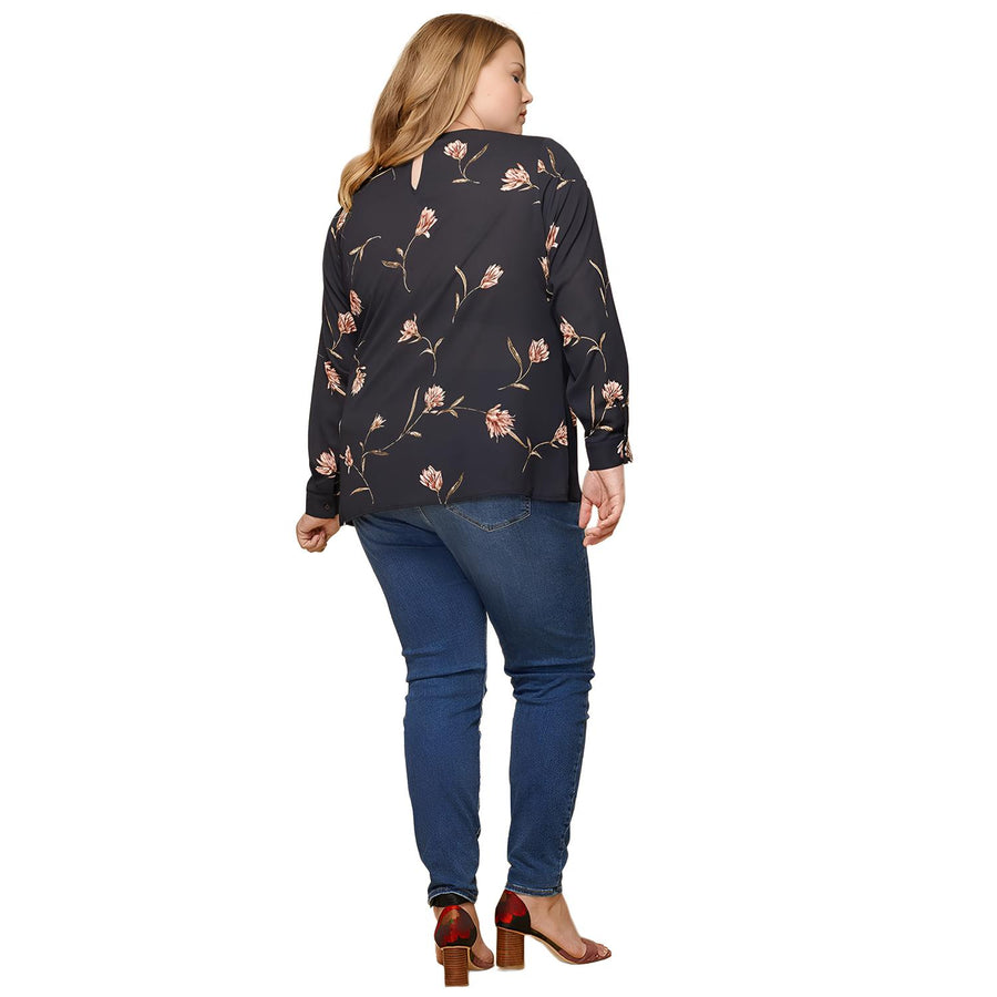 Pleione Plus Size Self-Tie Wrap Front Blouse - shopatkonus
