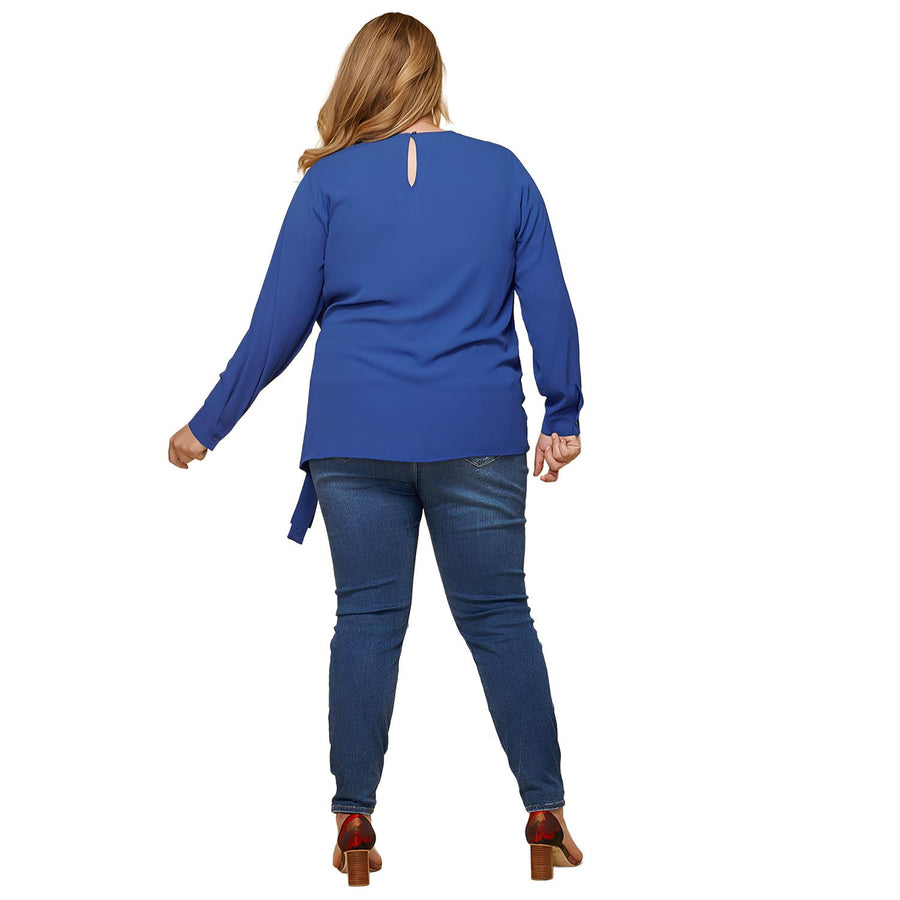 Pleione Plus Size Self-Tie Wrap Front Blouse - shopatkonus