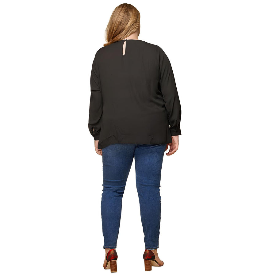 Pleione Plus Size Self-Tie Wrap Front Blouse - shopatkonus