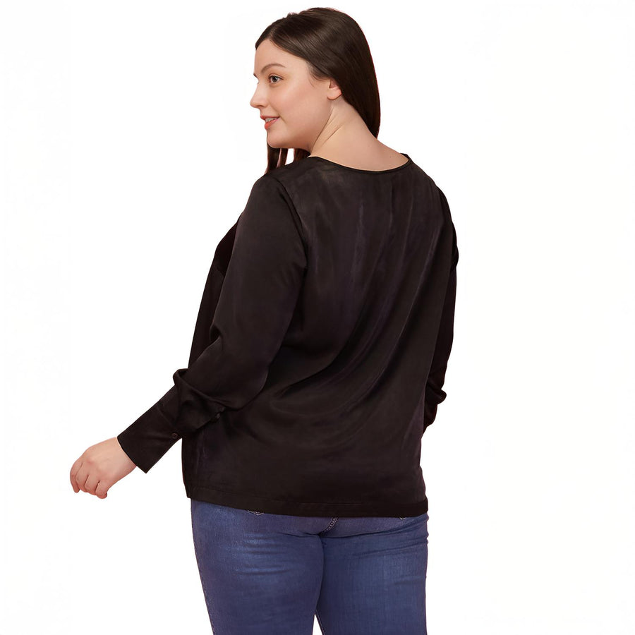 Pleione Plus Size Women's Cross Front Crewneck Blouse Top - shopatkonus