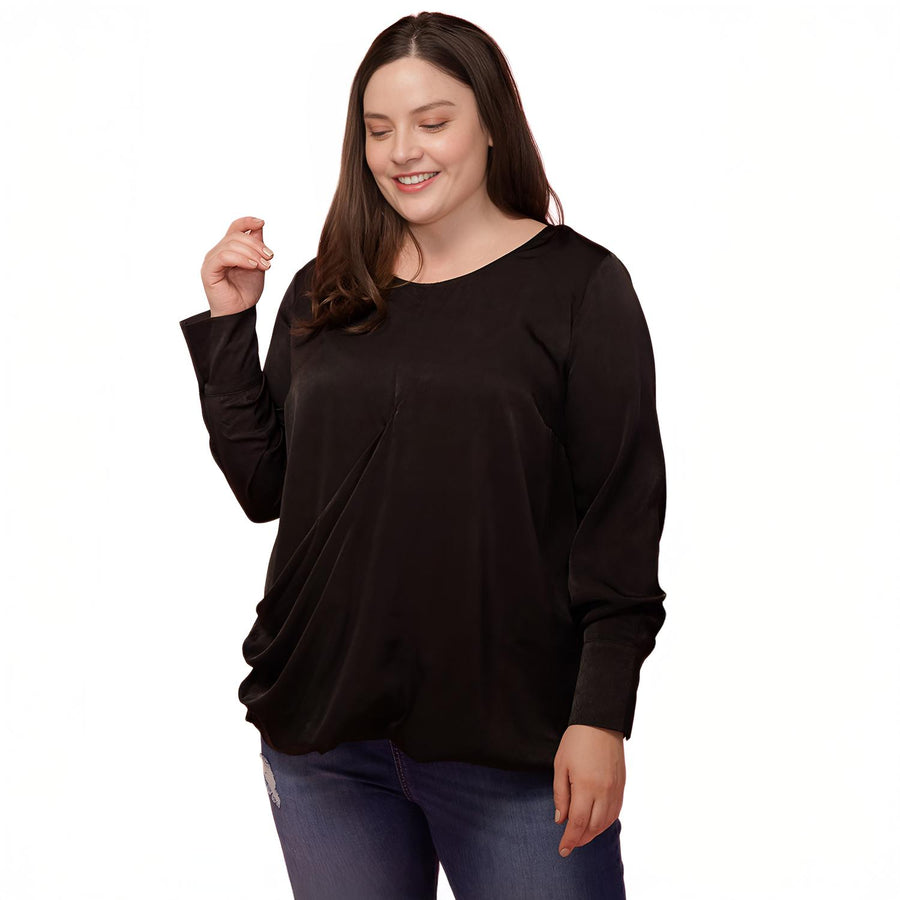 Pleione Plus Size Women's Cross Front Crewneck Blouse Top - shopatkonus