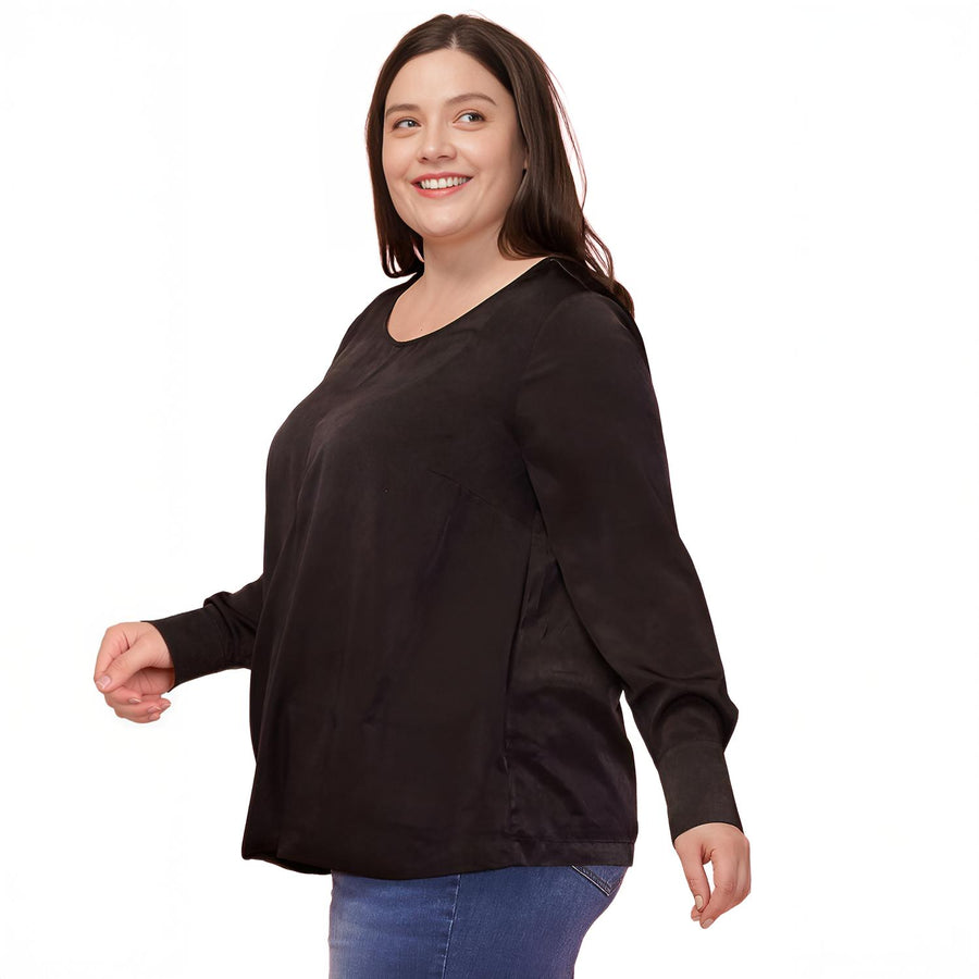 Pleione Plus Size Women's Cross Front Crewneck Blouse Top - shopatkonus