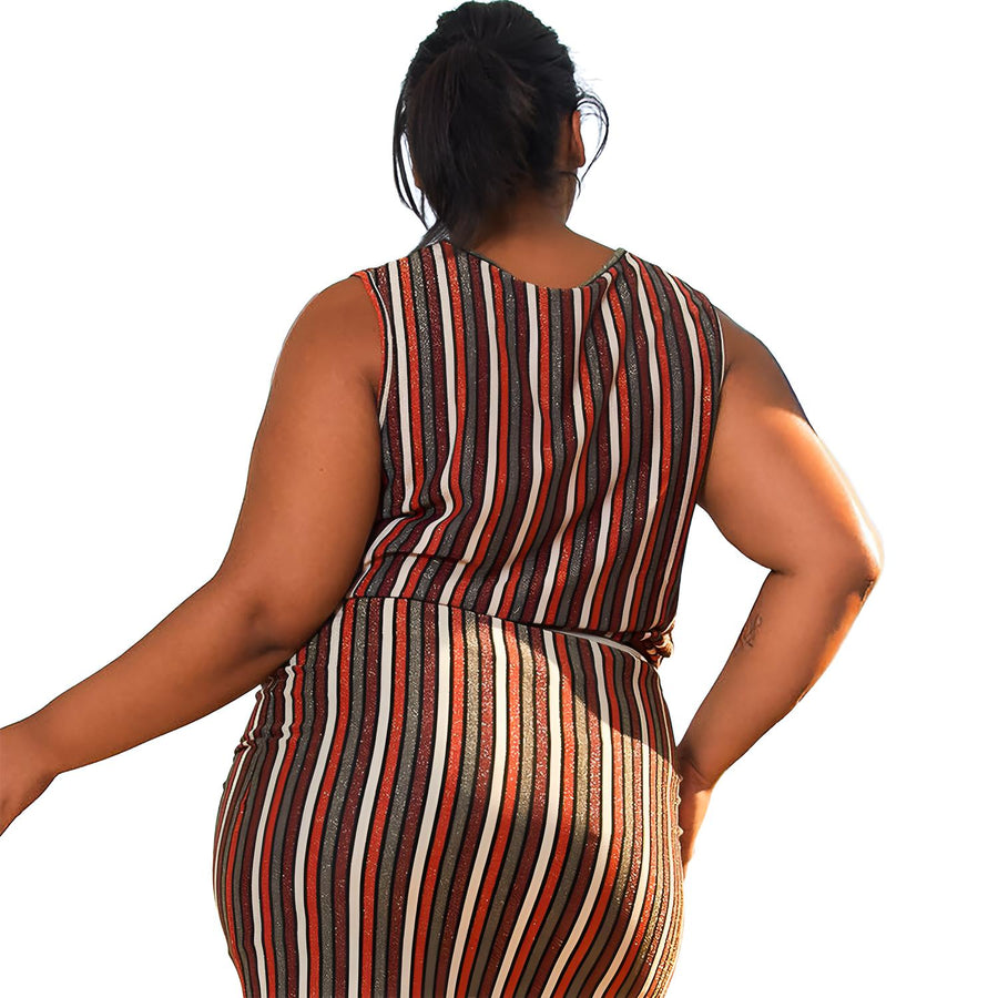 Pleione Plus Size Women's Multi Print Stripe Sleeveless Top - shopatkonus