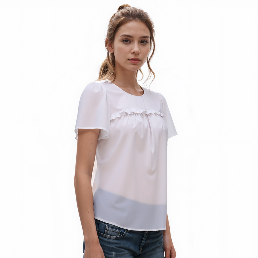 Pleione Ruffle Front Babydoll Blouse - shopatkonus