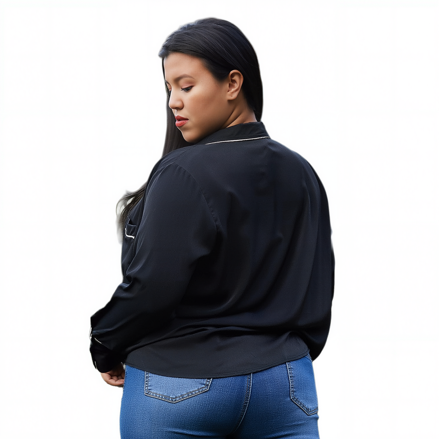 Pleione Plus Size Women's V-neck Surplice Front Pajama Blouse - shopatkonus