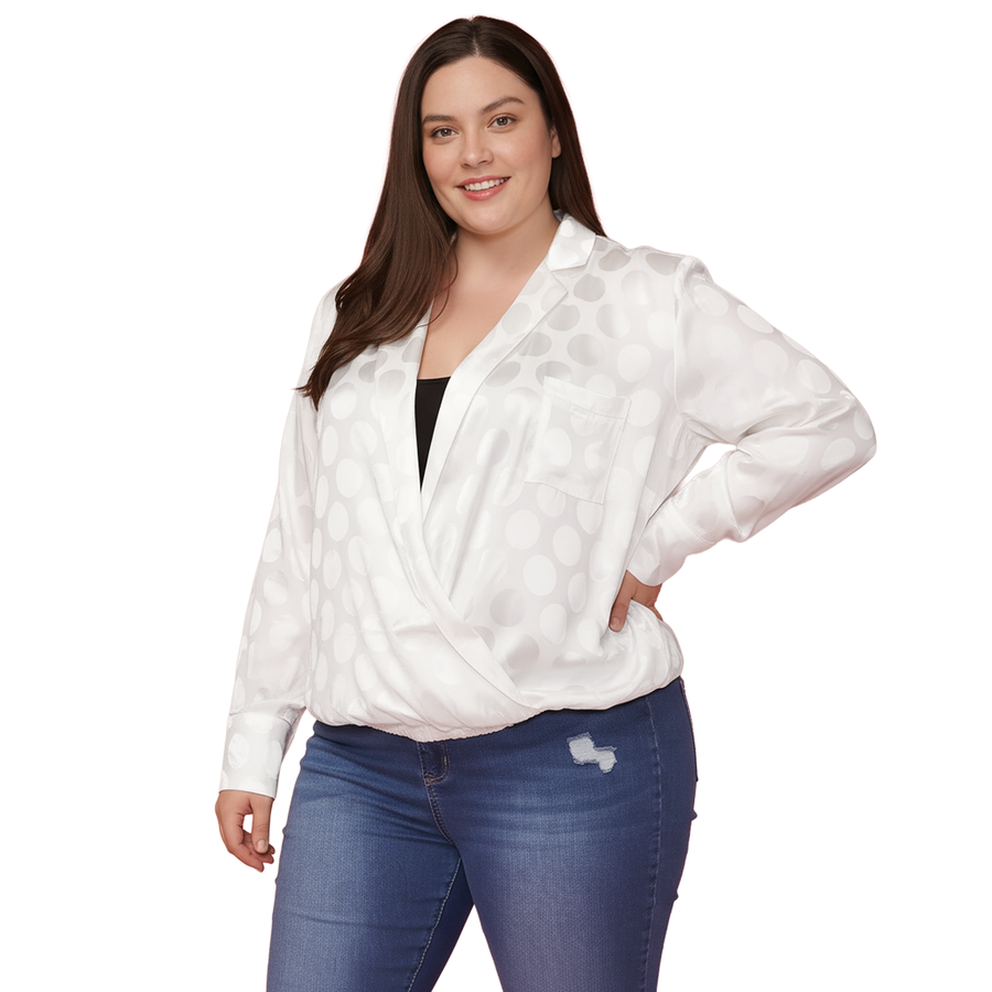Pleione Plus Size Women's V-neck Surplice Front Pajama Blouse - shopatkonus