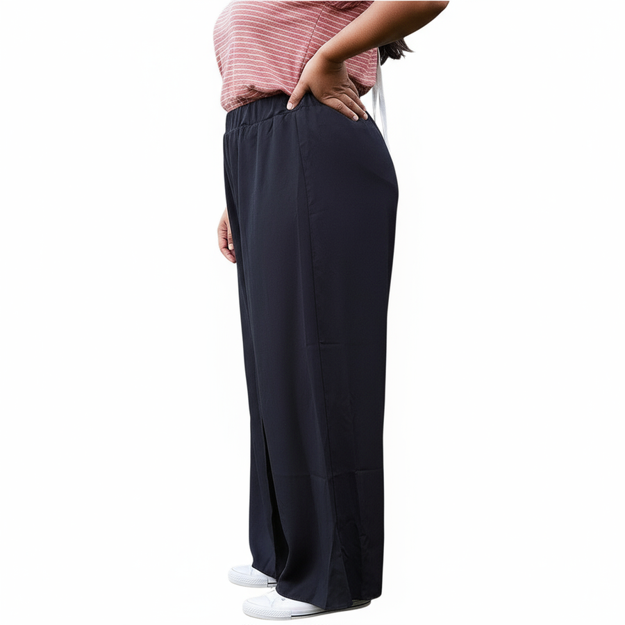 Pleione Plus Size Women's Tassel Drawstring Palazzo Pants - shopatkonus