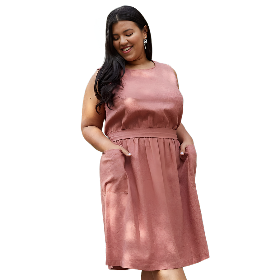 Pleione Plus Women's Sleeveless Pocketed Midi Dress - shopatkonus