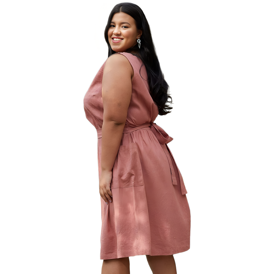 Pleione Plus Women's Sleeveless Pocketed Midi Dress - shopatkonus