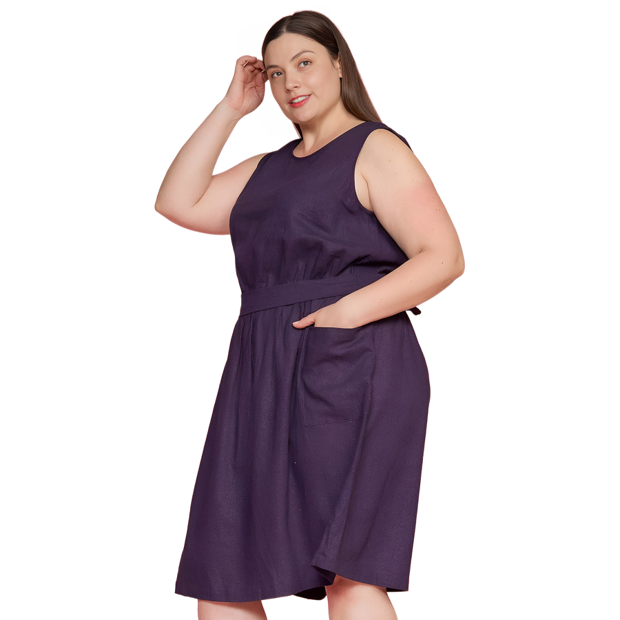 Pleione Plus Women's Sleeveless Pocketed Midi Dress - shopatkonus