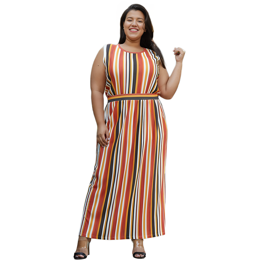 Pleione Plus Size Women's Sleeveless Crewneck Printed Top - shopatkonus