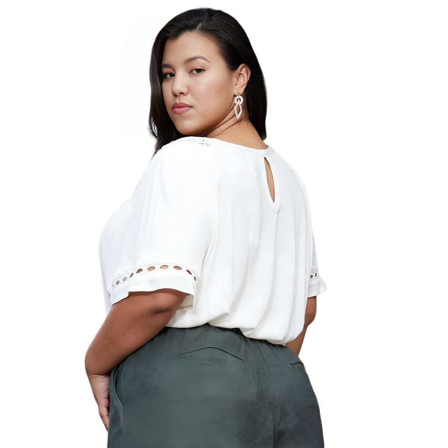 Pleione Plus Size Pleated Short Sleeve Blouse Top - shopatkonus