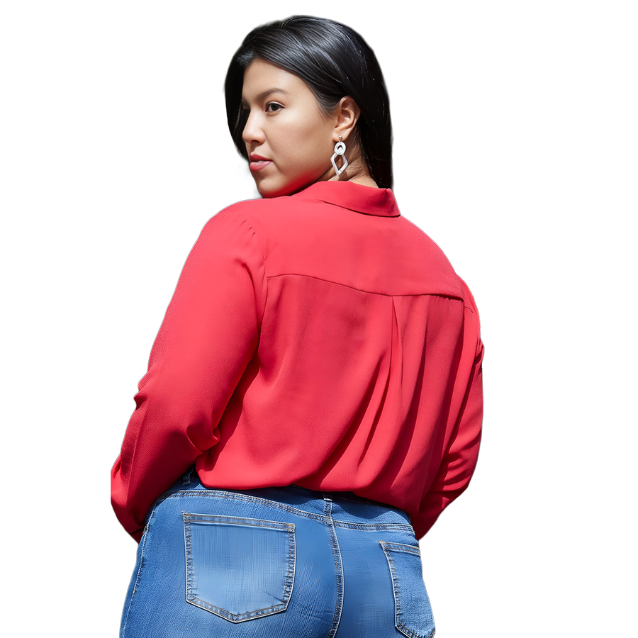 Pleione Plus Women's Rounded Collar Button Down Shirt Blouse - shopatkonus