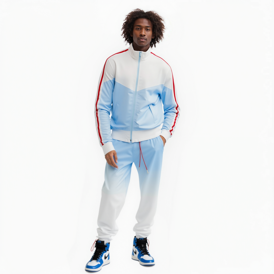 Blank State Men's Retro Swishy Track Jacket in Sky Blue - shopatkonus