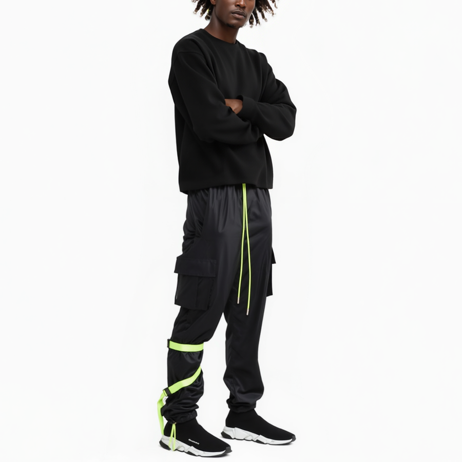 Blank State Men's Swishy Utility Cargo Pants in Black - shopatkonus