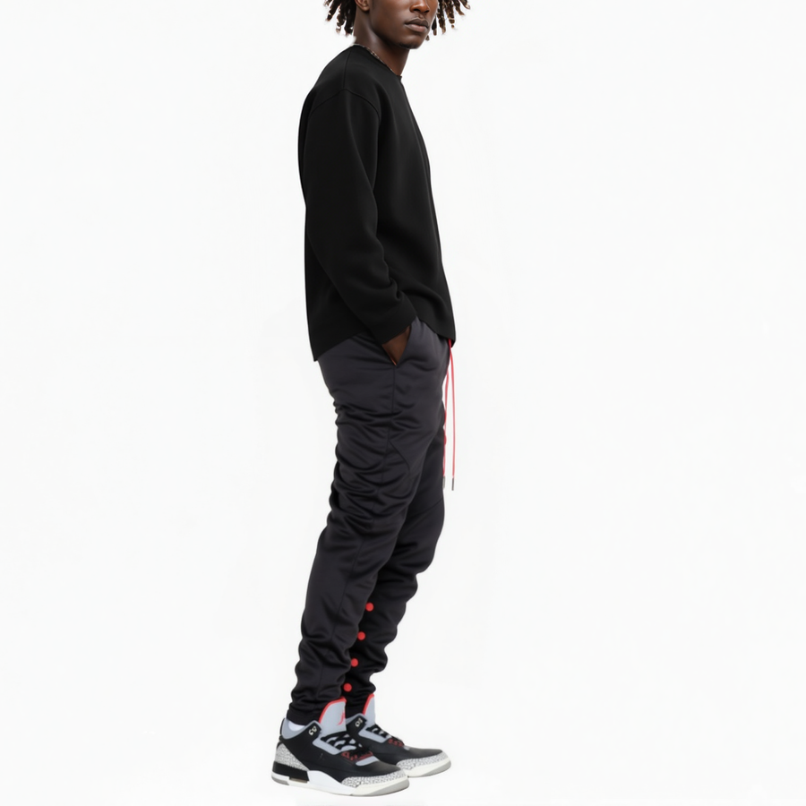 Blank State Men's Snap Track Pants in Black - shopatkonus