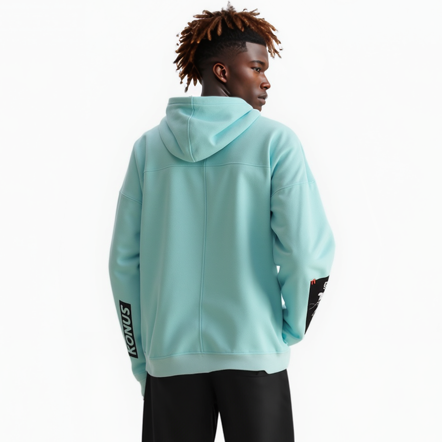 Konus Men's Logo Print Patch Hoodie in Teal - shopatkonus
