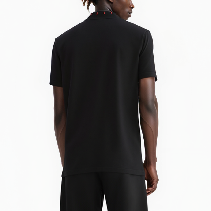 Konus Men's Black Fully Fashioned Short Sleeve Mock Neck Sweater - shopatkonus