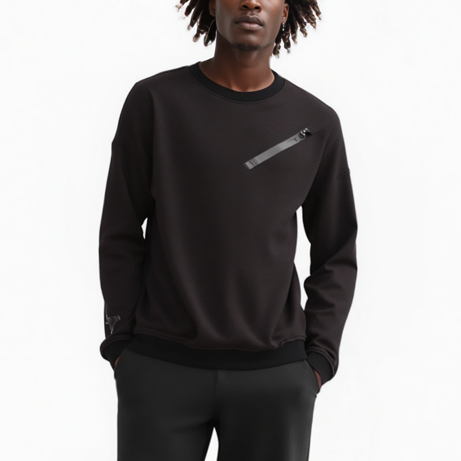 Konus Men's Zipper Chest Pocket Sweatshirt in Black - shopatkonus