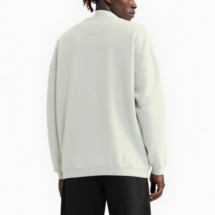Men's Zipper Chest Pocket Sweatshirt in Off White - shopatkonus