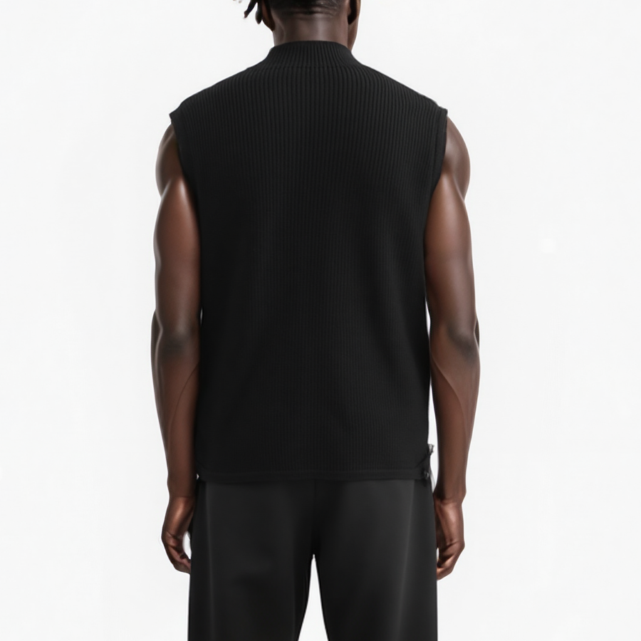 Konus Men's Sweater Utility Vest With Bellow Pockets in Black - shopatkonus