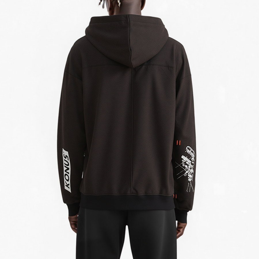 Konus Men's Logo Print Patch Hoodie in Black - shopatkonus