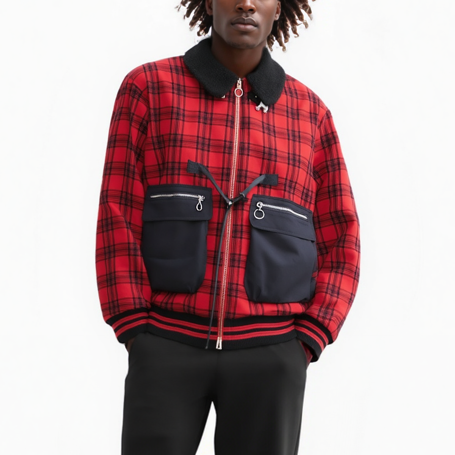 Konus Men's Sherpa Collar MA2 Jacket in Red - shopatkonus